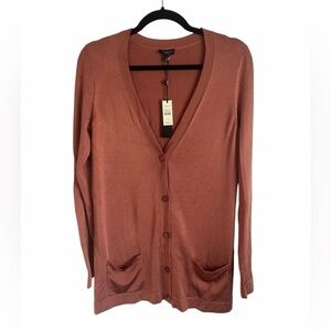 Talbots Chrome Silky Stretch Knit Preppy Cardigan Womens Sz Small NWT FLAWED